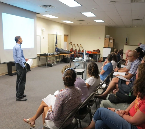 Abdel presenting infront of Alexandria City School Board