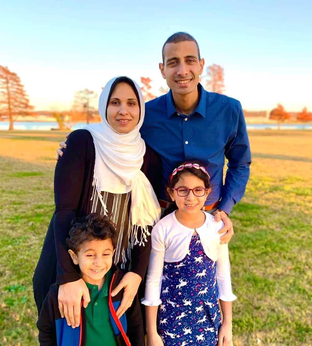 Abdel Elnoubi with his wife and two children